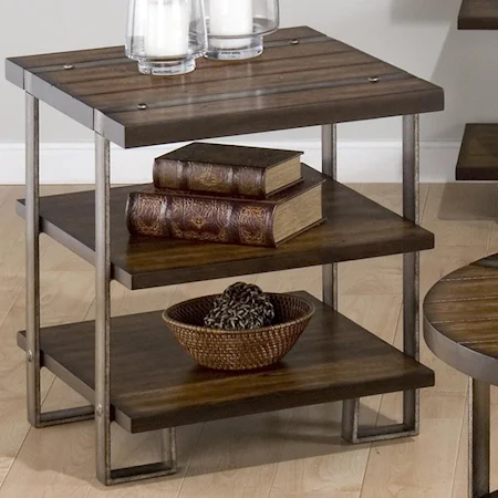 Mission End Table with 2 Shelves